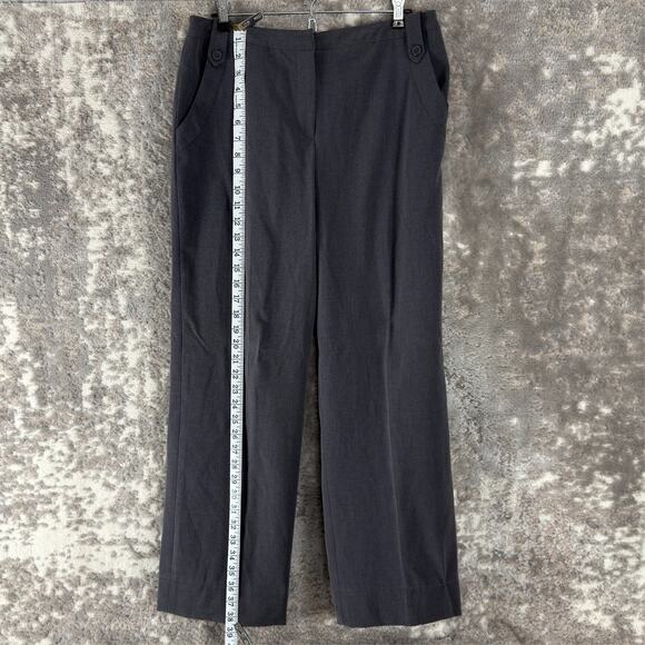 Larry Levine Size 10 Stretch Gray Pants Straight Leg Button Waist Career Wear - Picture 2 of 11